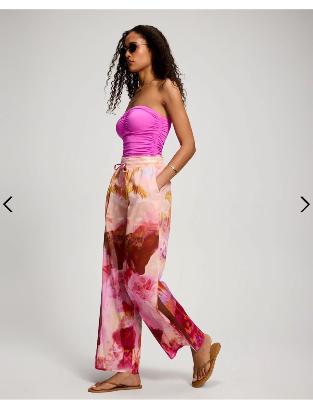 Soma Women's Pink Floral Wide-Leg Pants